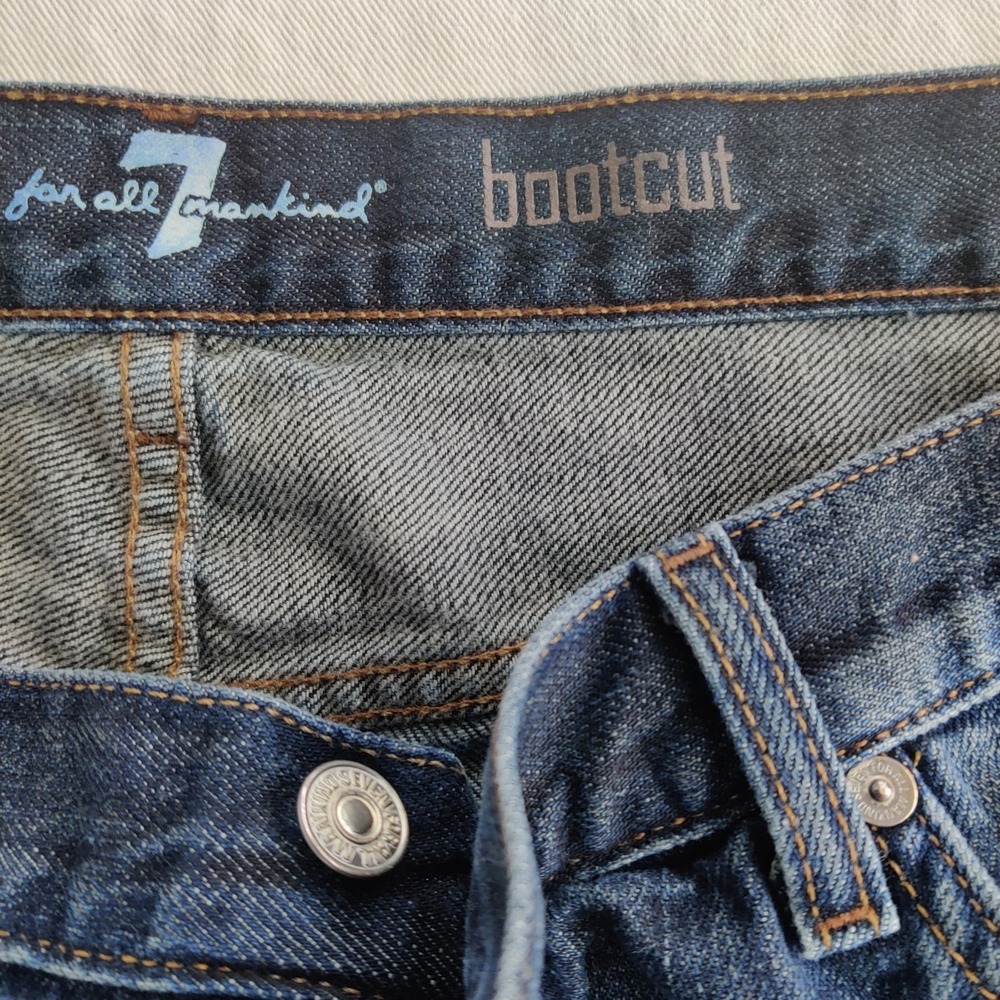 7 For All Mankind Bootcut Jeans Mens Size 40 Dark Wash Denim Cotton Pocket Flaps - Picture 7 of 14